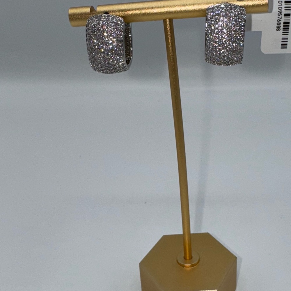 14k 2.5ct Pave Hoops - Picture 12 of 14